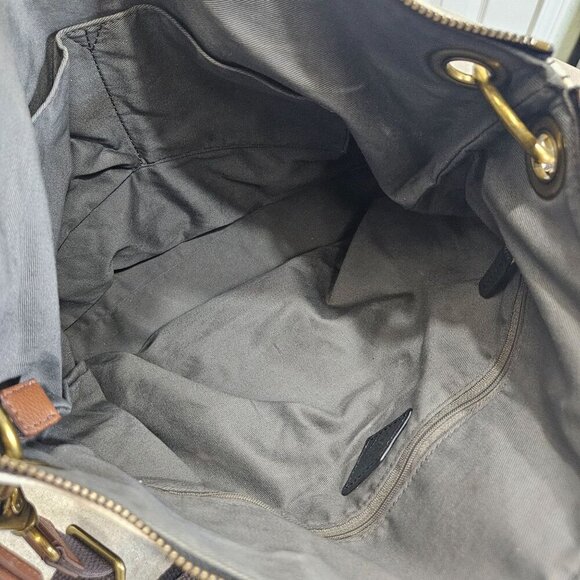 Fossil Two-Tone Leather Tote Bag With Adjustable Crossbody Strap Brass‎ Hardware - Picture 5 of 11